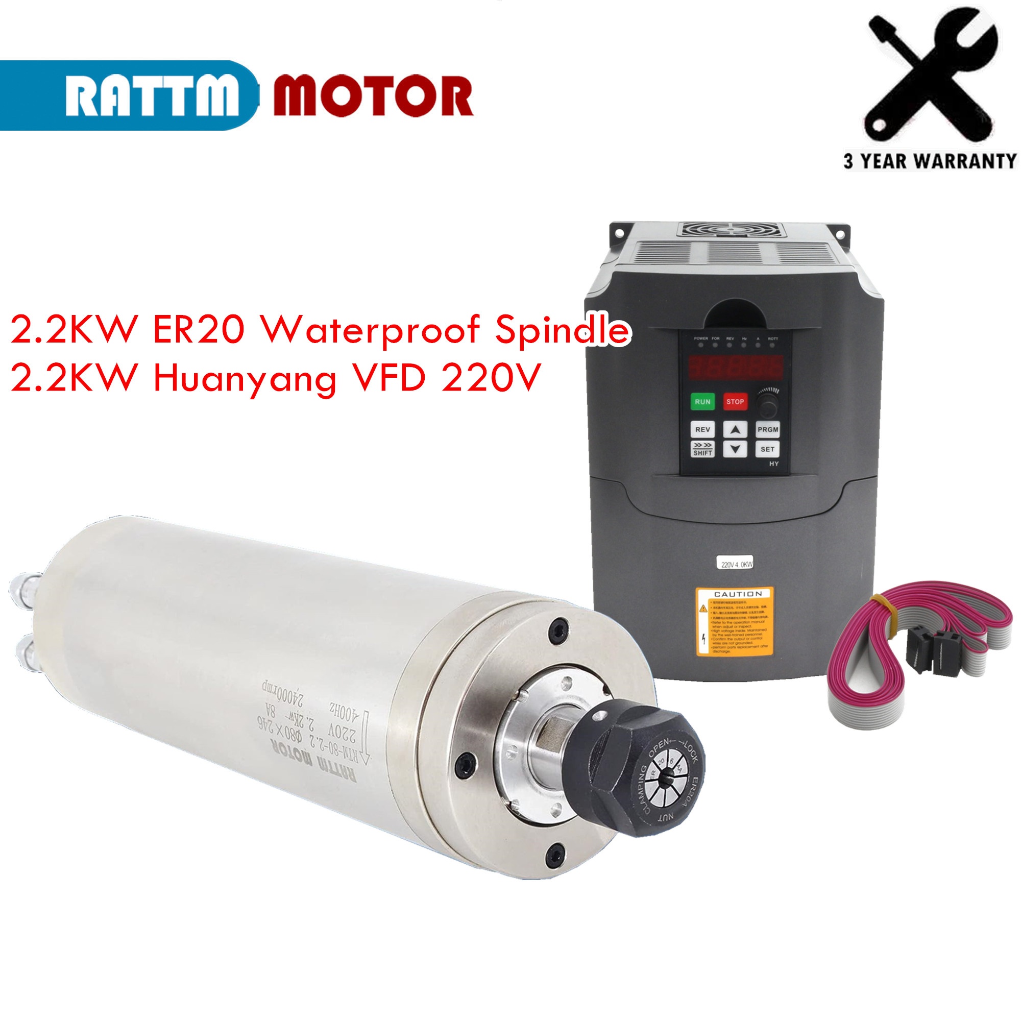 2.2Kw Water Cooled Spindle Kit Vfd - 방수 수냉식 CNC 스핀들 모터 키트