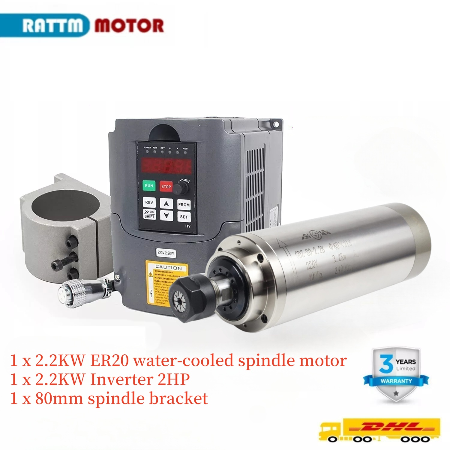 2.2Kw Water Cooled Spindle Kit Vfd - 2.2KW 110V 또는 220V 8A GDZ-80-2.2
