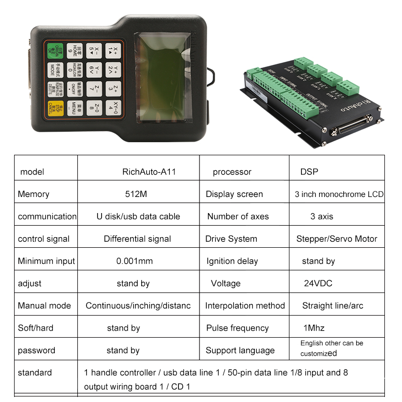 CNC 컨트롤러 Richauto DSP A11 3 축  - Richauto A11 Dsp Controller 3 Axis 리뷰 및 가격