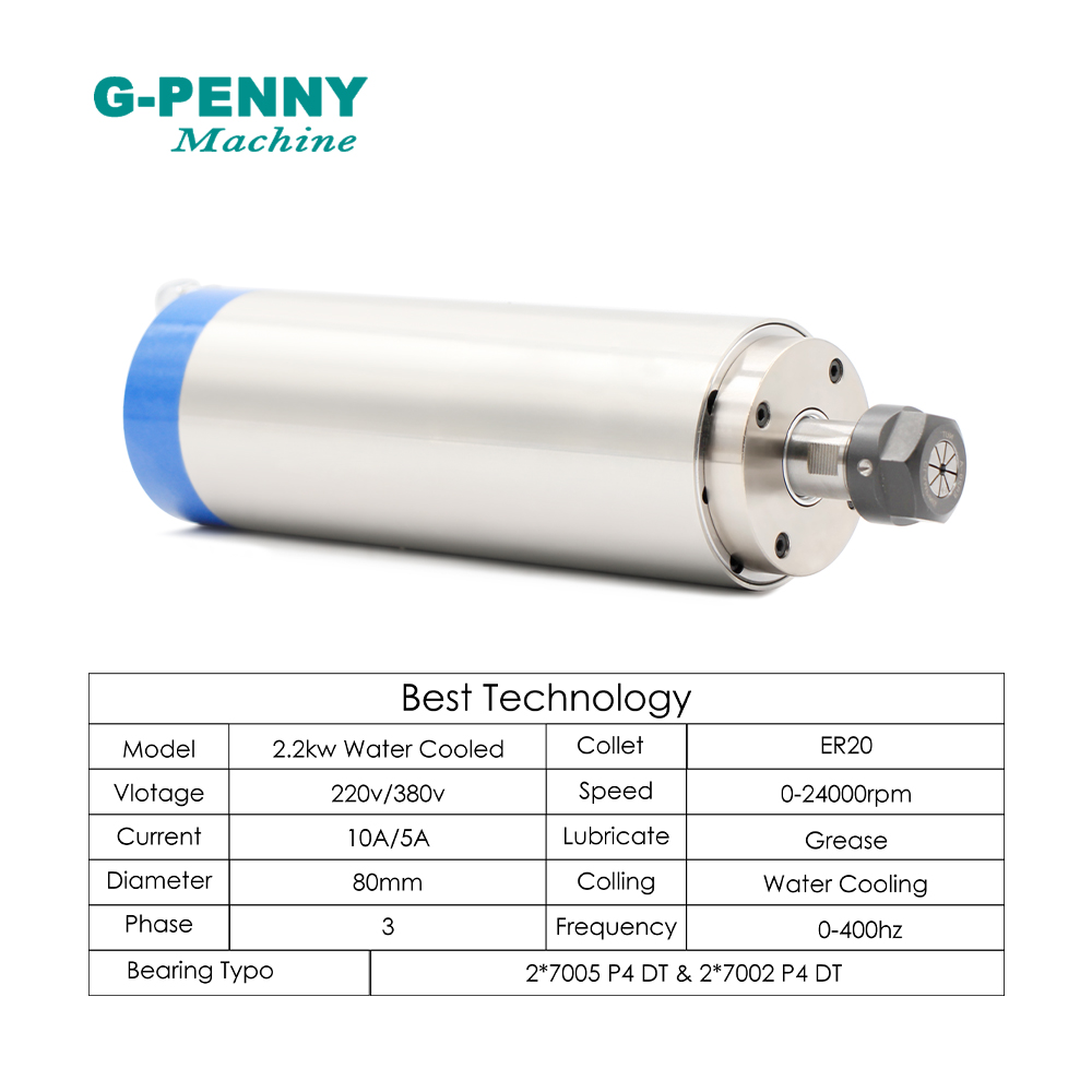 G-PENNY 2.2kW ER20 수냉식 스핀들 키트  - 2.2Kw Water Cooled Spindle Kit Vfd 리뷰 및 가격