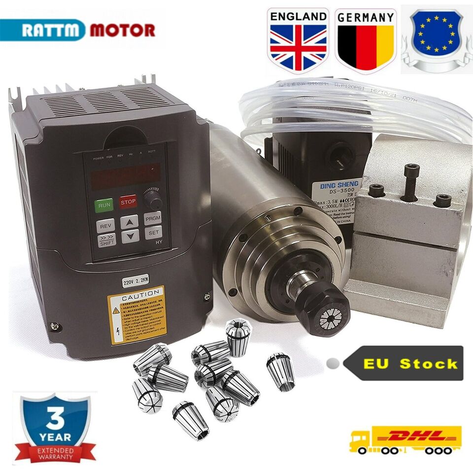 수냉 스핀들 모터 키트, CNC 밀링용, 라운드 스핀들 - 2.2Kw Water Cooled Spindle Kit Vfd 리뷰 및 가격